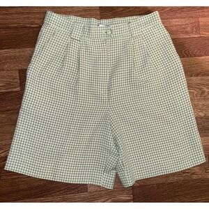 Tail Plaid Golf Shorts High Waist Pleated Pockets Green Retro Size 10‎